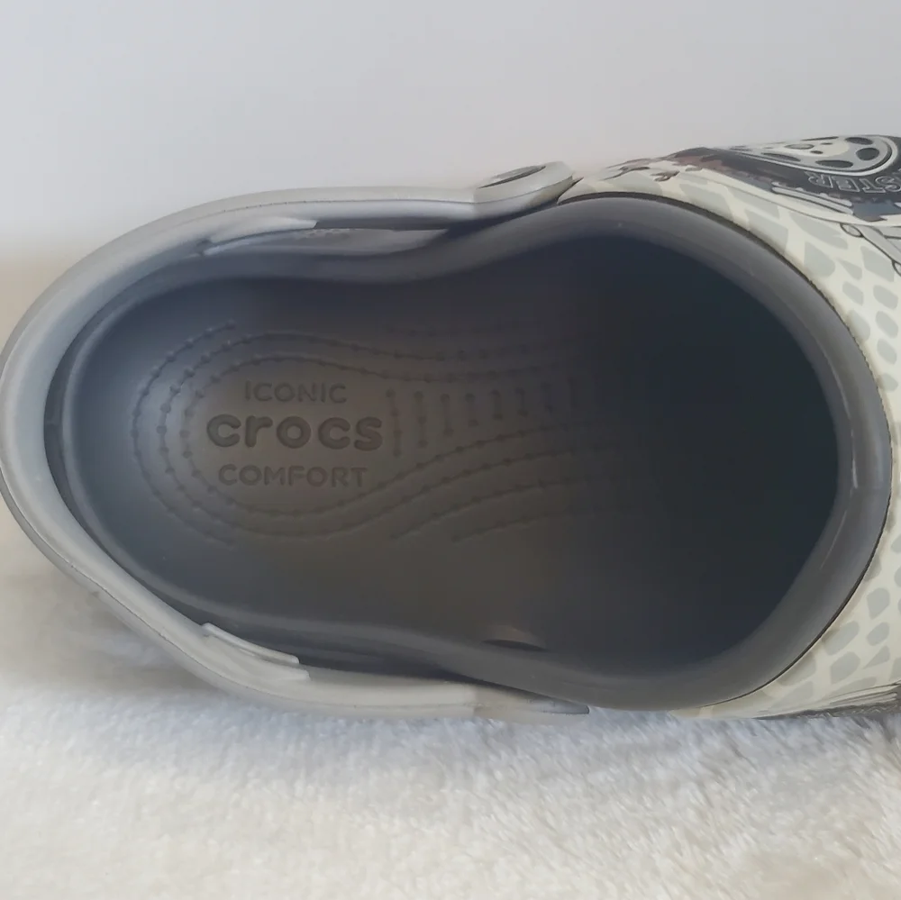 CROCS Funlab Monster Truck LED Light Gray Slip On Clogs Size Jr 3